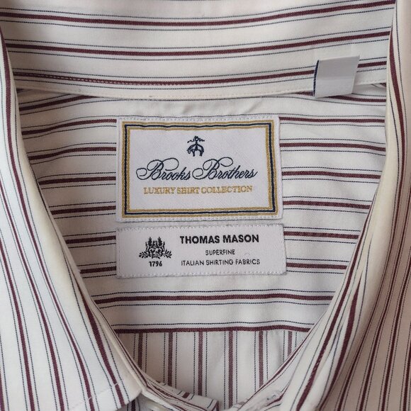 Brooks Brothers Thomas Mason Regent Fit Men's XL 17.5/34 Button Up Long Sleeve - Picture 5 of 14